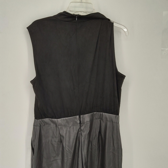 H FOR HALSTON NWT 16 FAUX LEATHER JUMPSUIT - Picture 5 of 8